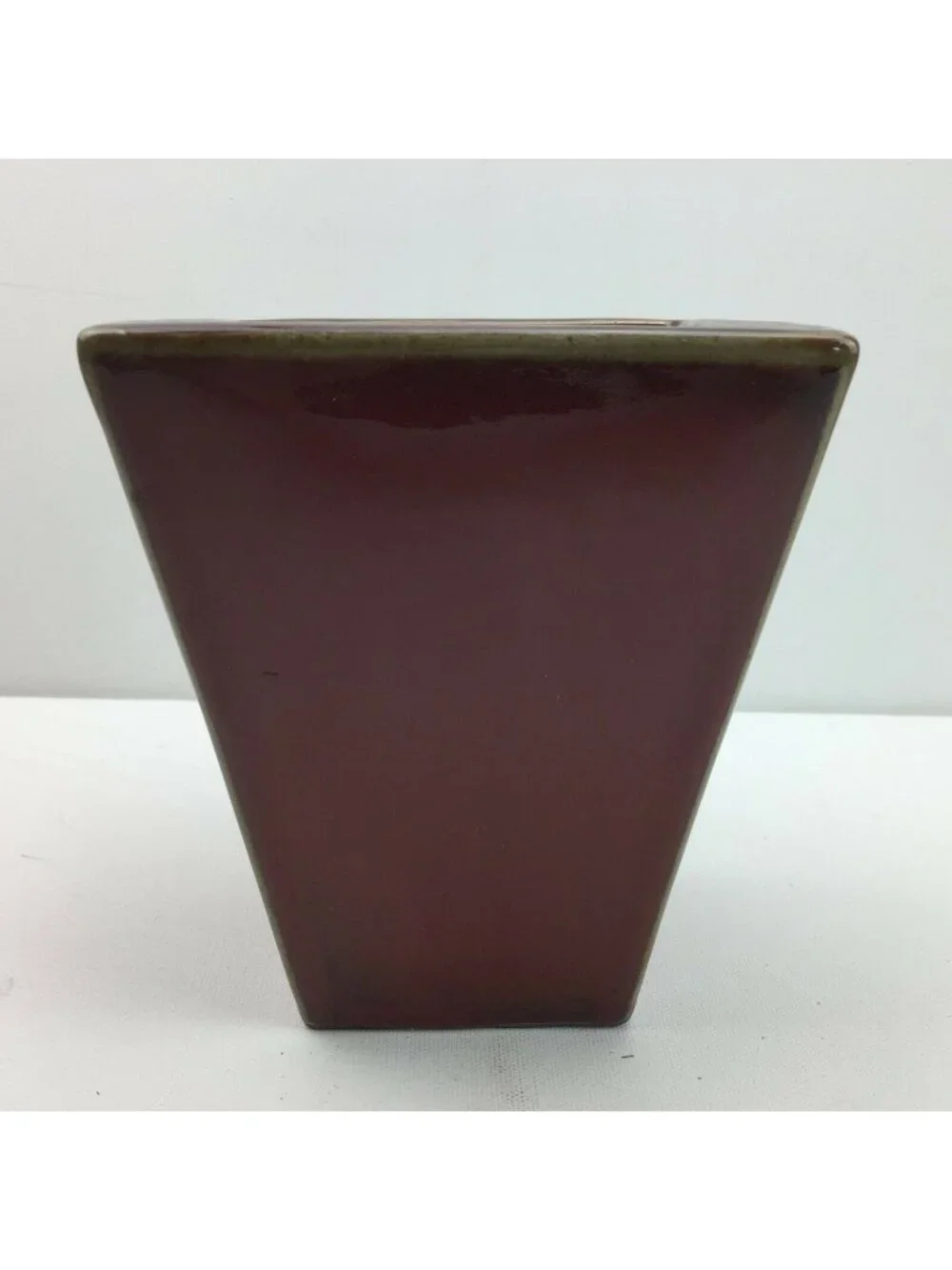 Red Square Vase Centerpiece Flower Arrangement Candy Dish 6.5in Dark Brick Decor